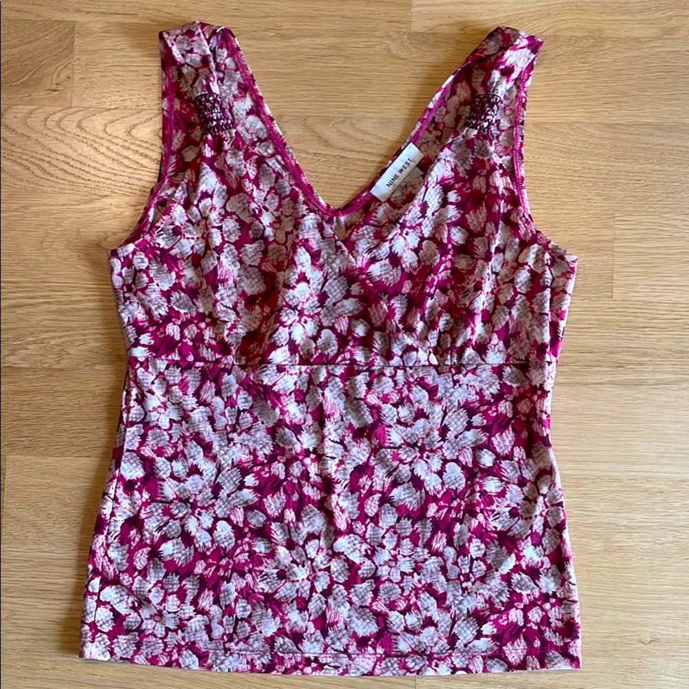 Nine West Red Floral Tank Top